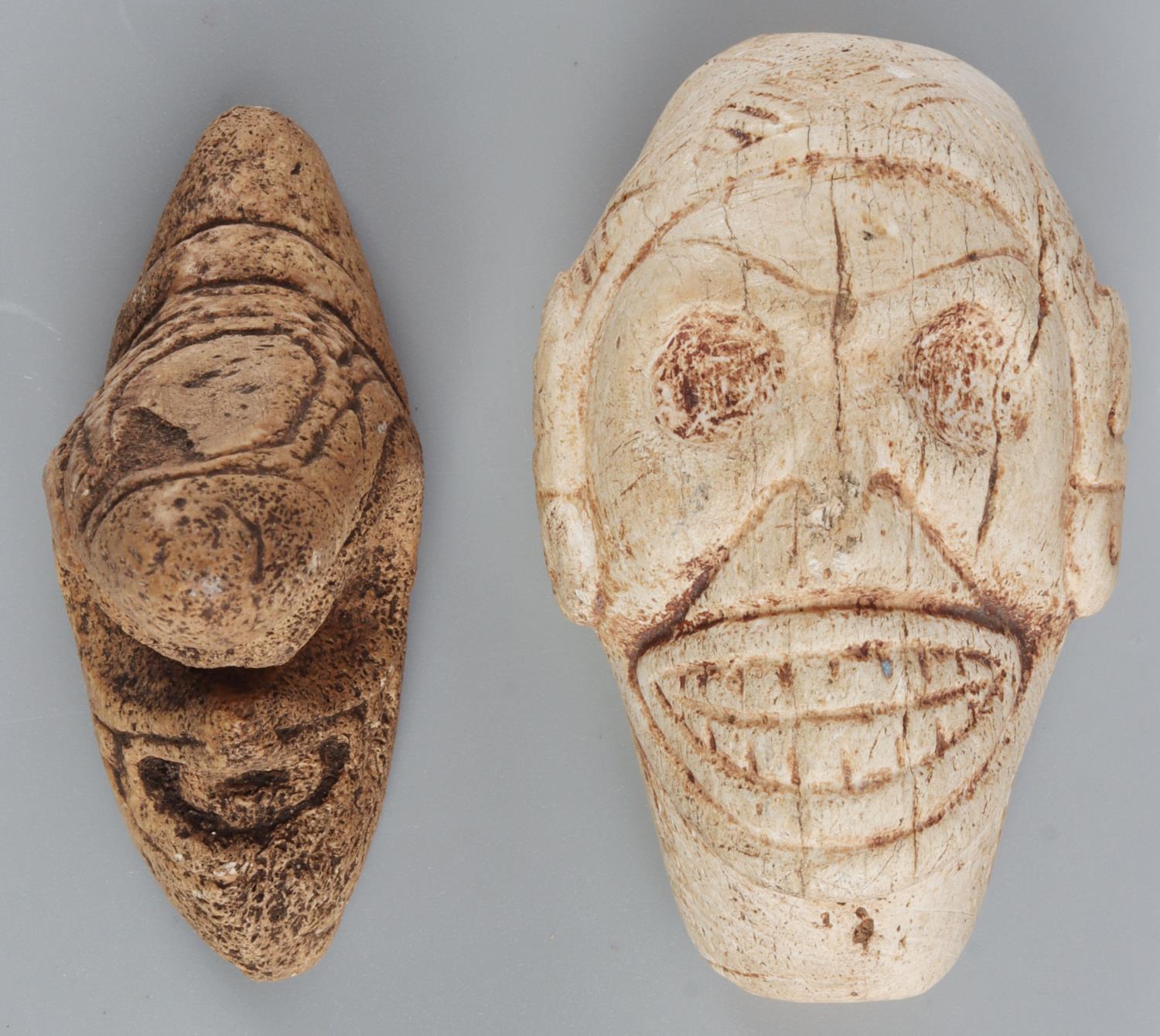TAINO BONE ZEMI AND ANCESTRAL FETISH FACE