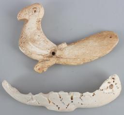 TAINO BIRD TONGUE SPATULA AND BAT LIKE CARVING