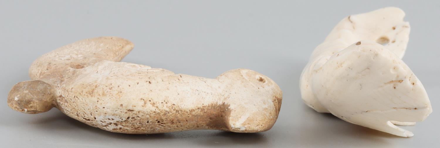 TAINO BIRD TONGUE SPATULA AND BAT LIKE CARVING