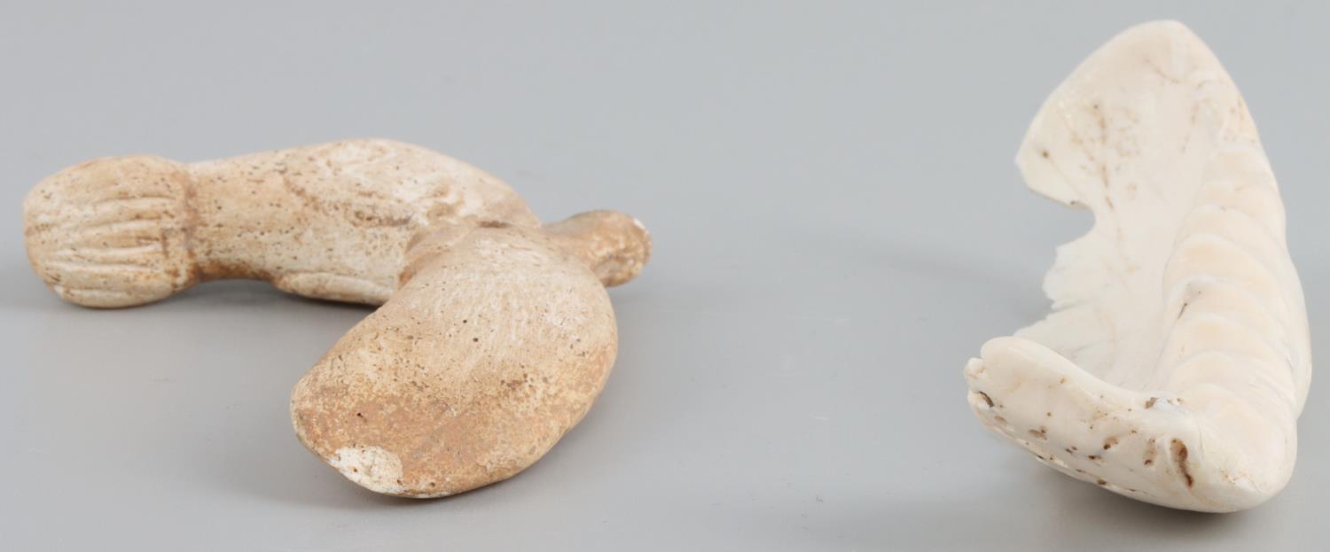 TAINO BIRD TONGUE SPATULA AND BAT LIKE CARVING