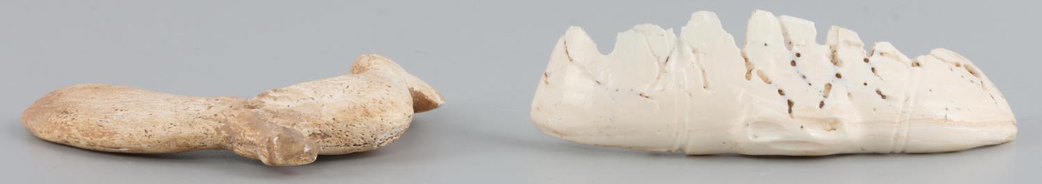 TAINO BIRD TONGUE SPATULA AND BAT LIKE CARVING