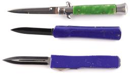AKC ITALIAN SWITCHBLADE & 2 OTF KNIFE LOT