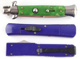 AKC ITALIAN SWITCHBLADE & 2 OTF KNIFE LOT