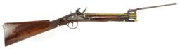BRASS BARREL FLINTLOCK BLUNDERBUSS SPRING BAYONET