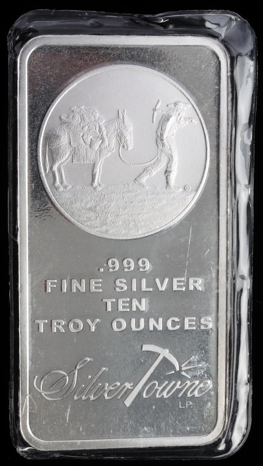 10 TROY OUNCE .999 SILVER BULLION BAR SILVER TOWNE