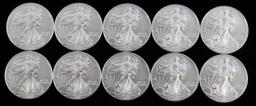 LOT OF 10 AMERICAN EAGLE SILVER 1 OZ COINS