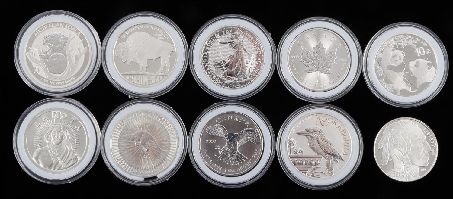10 1 OZT 999 FINE SILVER ROUNDS & FOREIGN BULLION