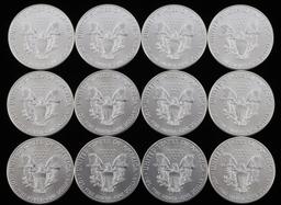 1 OZ AMERICAN SILVER EAGLE $1 COINS LOT OF 12