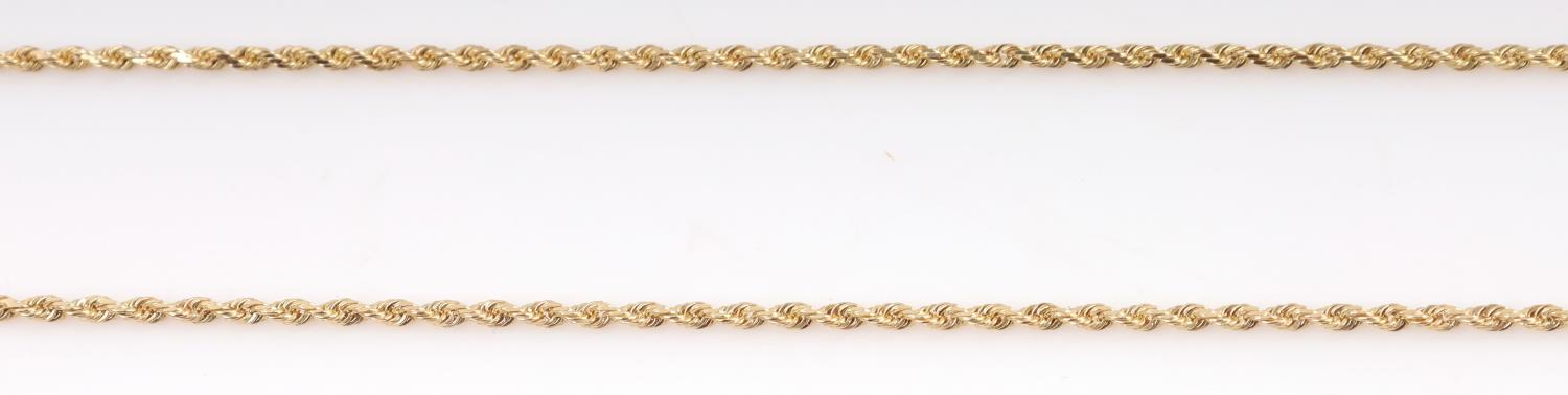 14K YELLOW GOLD ROPE CHAIN NECKLACE 30 INCH