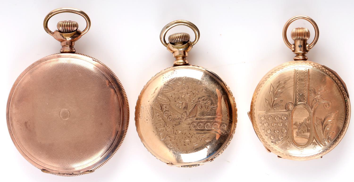 LOT OF 3 GOLD FILLED HUNTER POCKET WATCHES