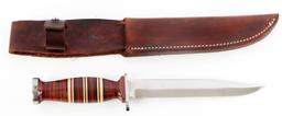 VINTAGE AERIAL HUNTING FIGHTING KNIFE WITH SHEATH