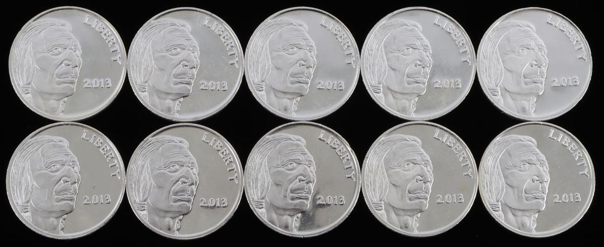 1 OZ .999 FINE SILVER BULLION ROUNDS LOT OF 10