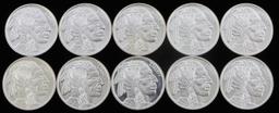 BUFFALO 1 OZ SILVER BULLION ROUNDS LOT OF 10