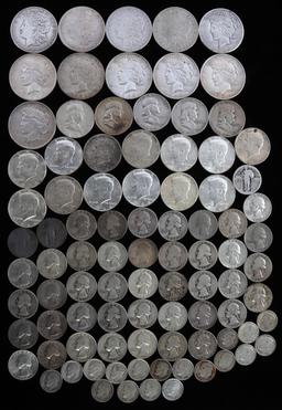 90% SILVER U.S. COIN LOT PEACE MORGAN QUARTER DIME