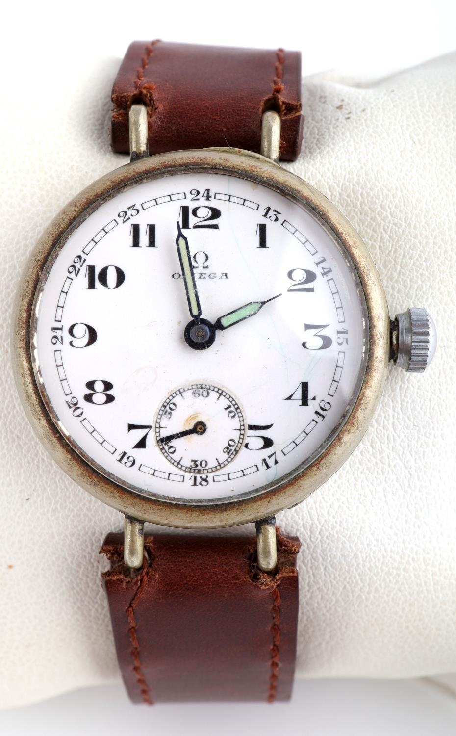 WWI OMEGA ENAMEL OFFICER'S WRIST WATCH