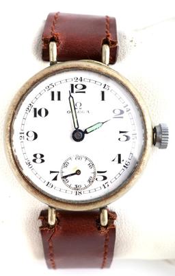 WWI OMEGA ENAMEL OFFICER'S WRIST WATCH