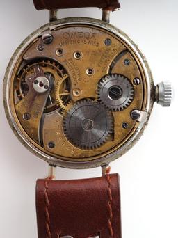 WWI OMEGA ENAMEL OFFICER'S WRIST WATCH