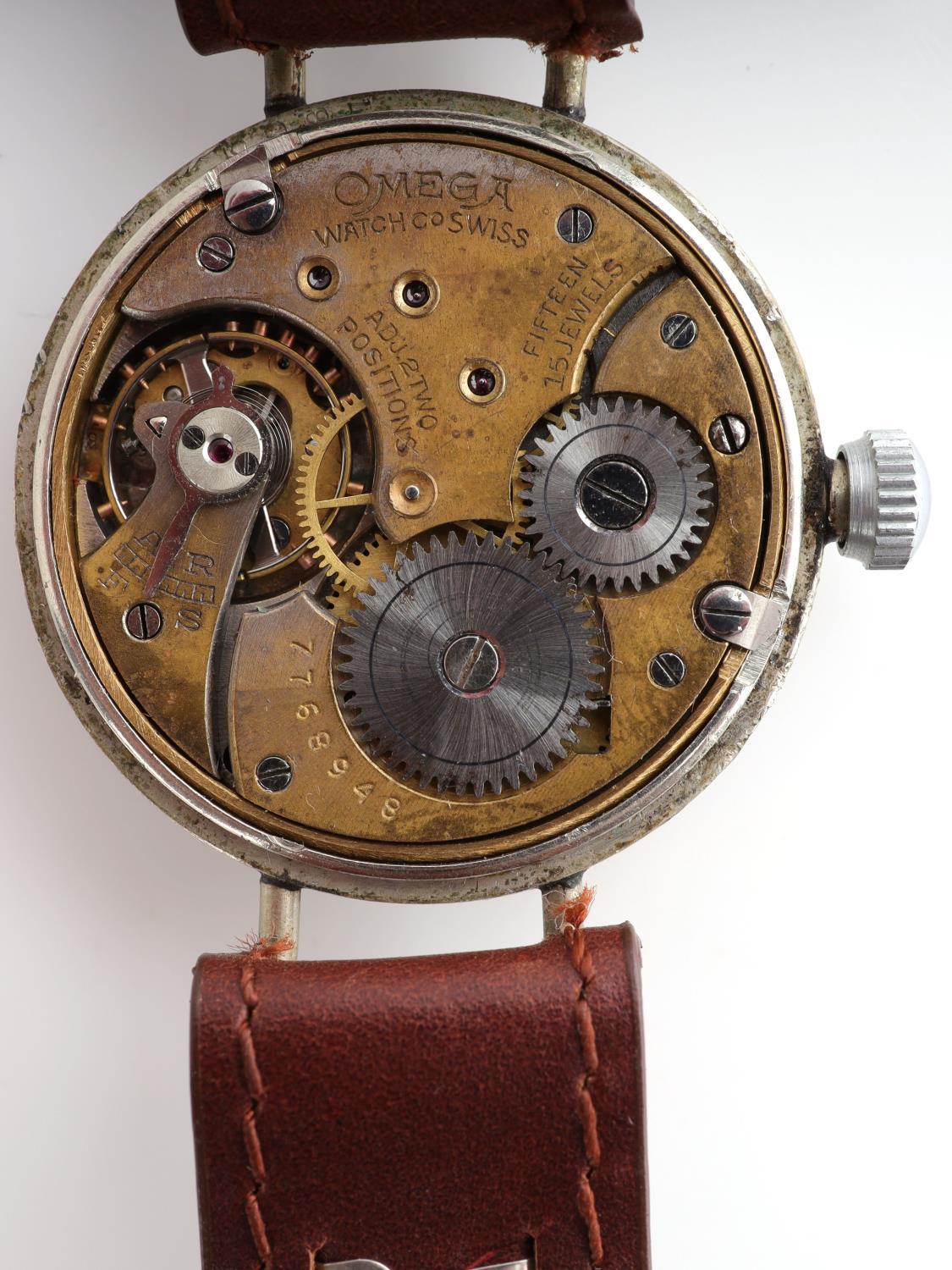 WWI OMEGA ENAMEL OFFICER'S WRIST WATCH