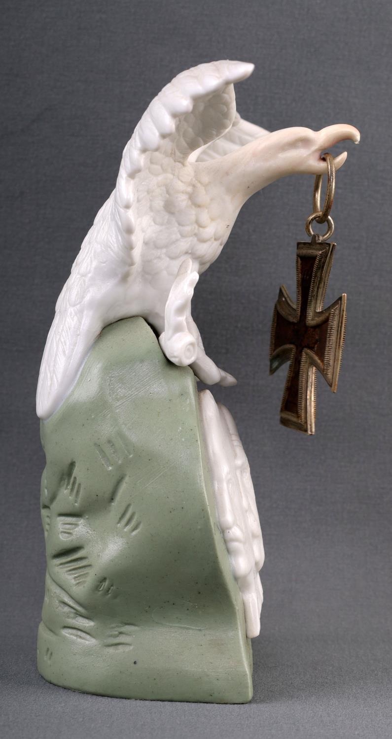 WWI GERMAN IRON CROSS & PORCELAIN EAGLE HOLDER