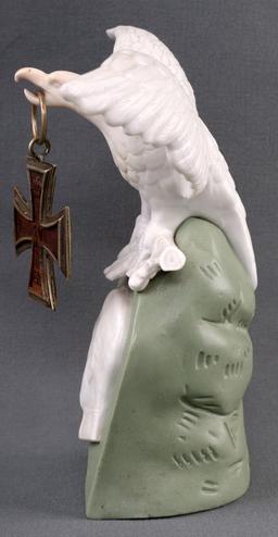 WWI GERMAN IRON CROSS & PORCELAIN EAGLE HOLDER