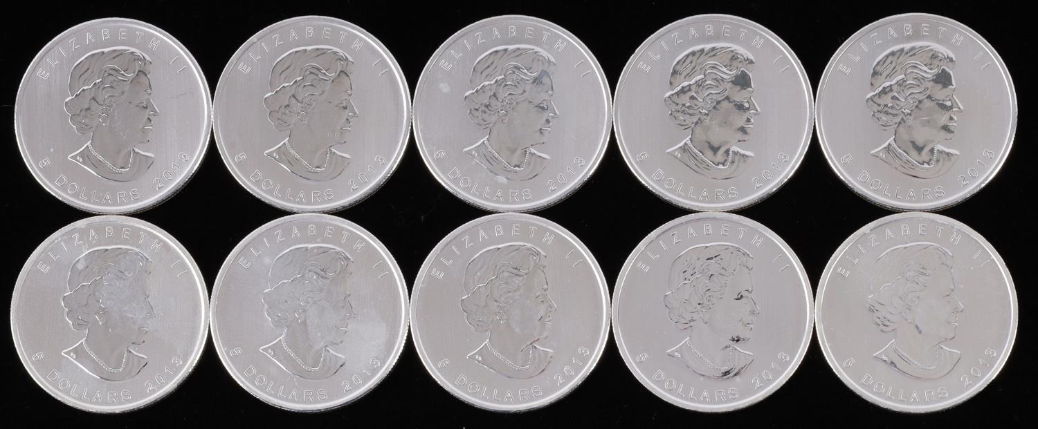 10 CANADA MAPLE LEAF 1 OZ SILVER COIN LOT