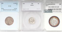 8 PCI SEGS NNC GRADED COINS MERCURY STANDING TOKEN