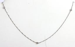 14K WHITE GOLD STATION CHAIN NECKLACE 20 INCH