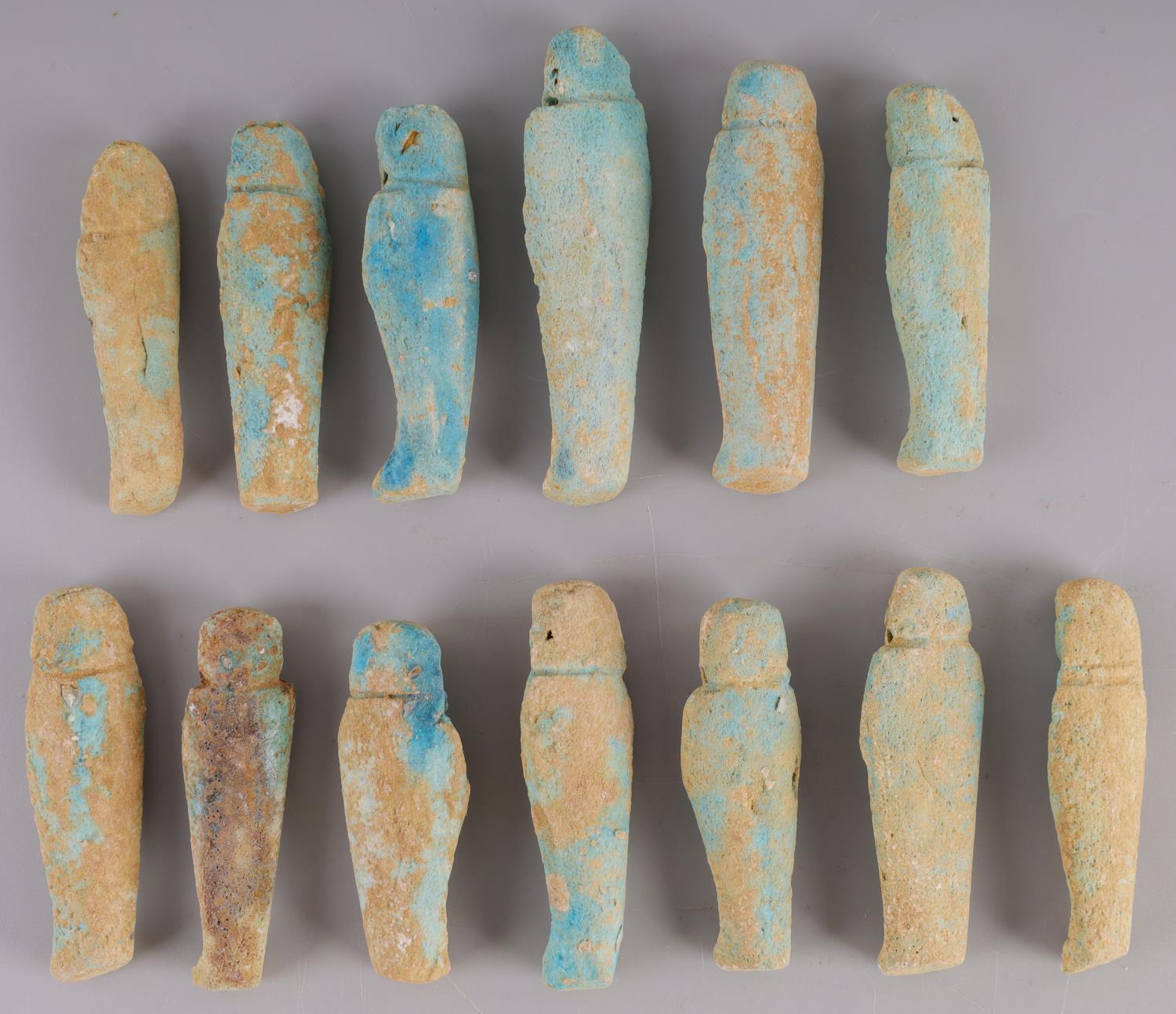 LOT OF 13 EGYPTIAN DUG FAIENCE COLLECTION