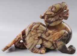 VARIEGATED SOAPSTONE CHINESE DRAGON CARVING