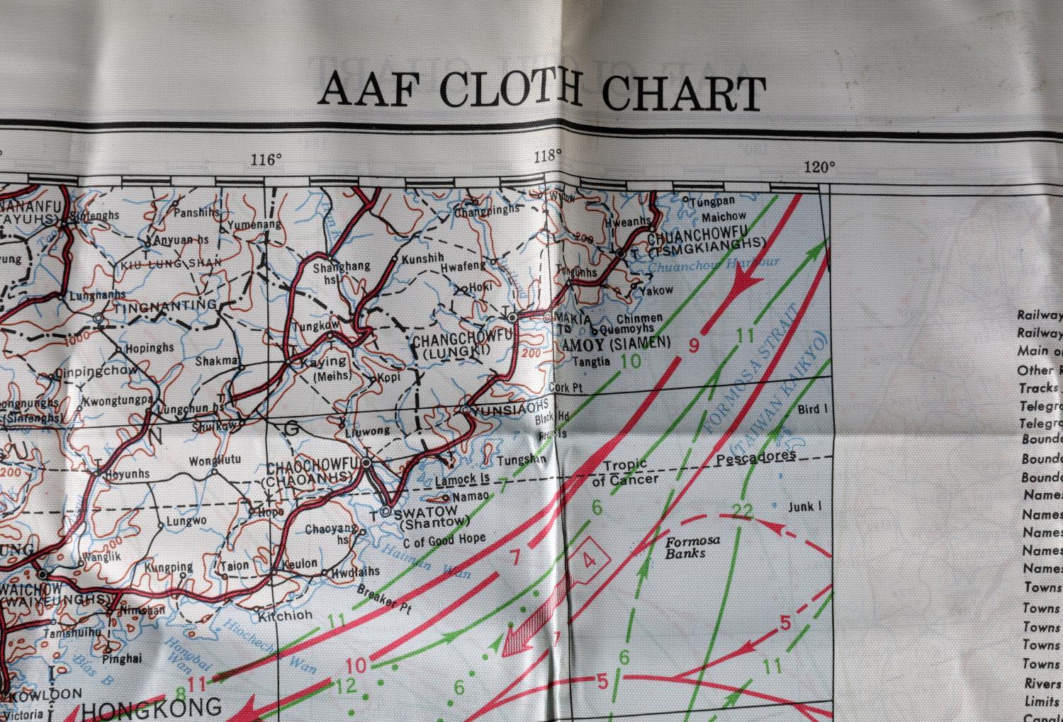 WWII JAPANESE FLAG KANJI & US ARMY CHINA SEA MAP