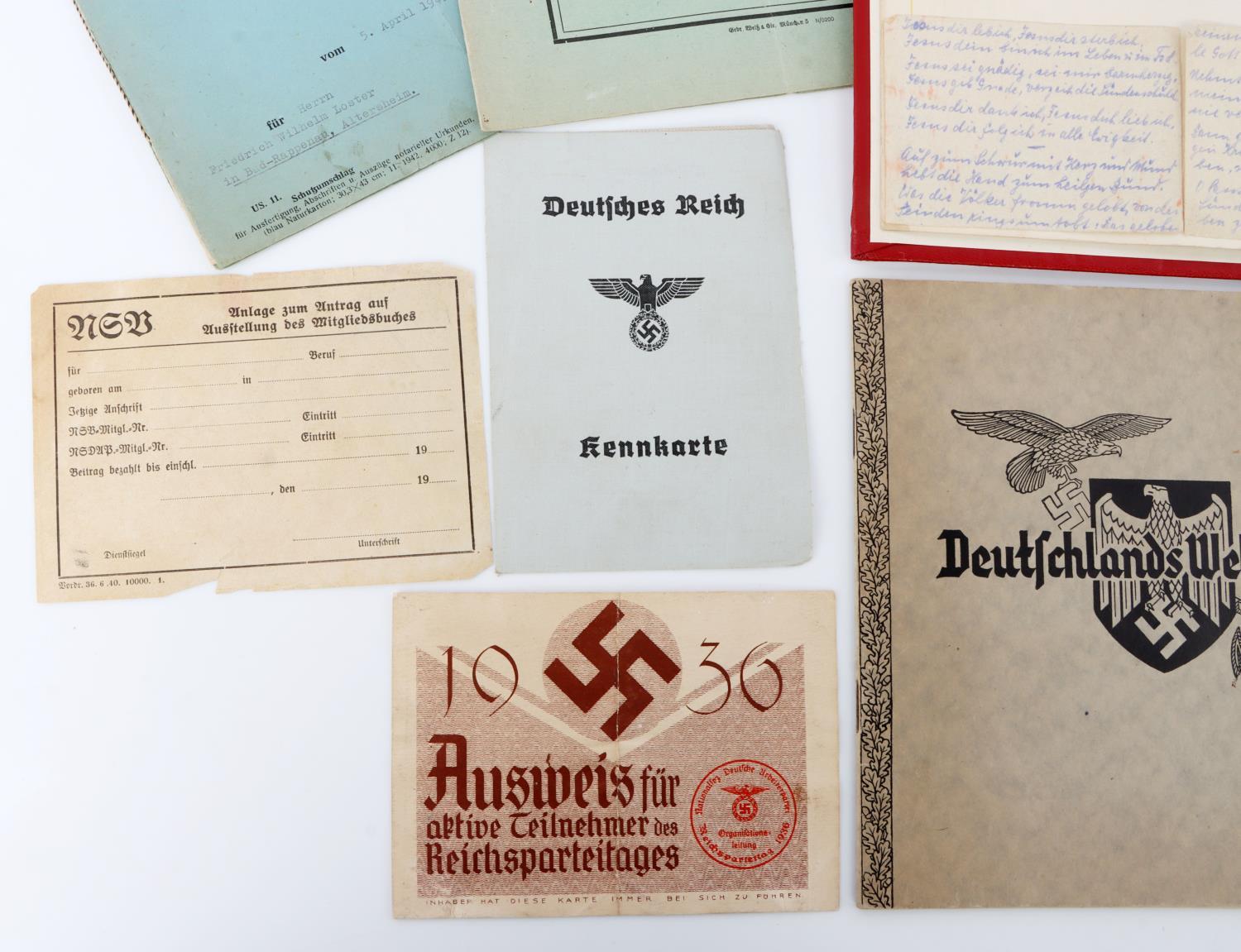 WWII GERMAN DOCUMENT COLLECTION MEDALS AUSWEISS