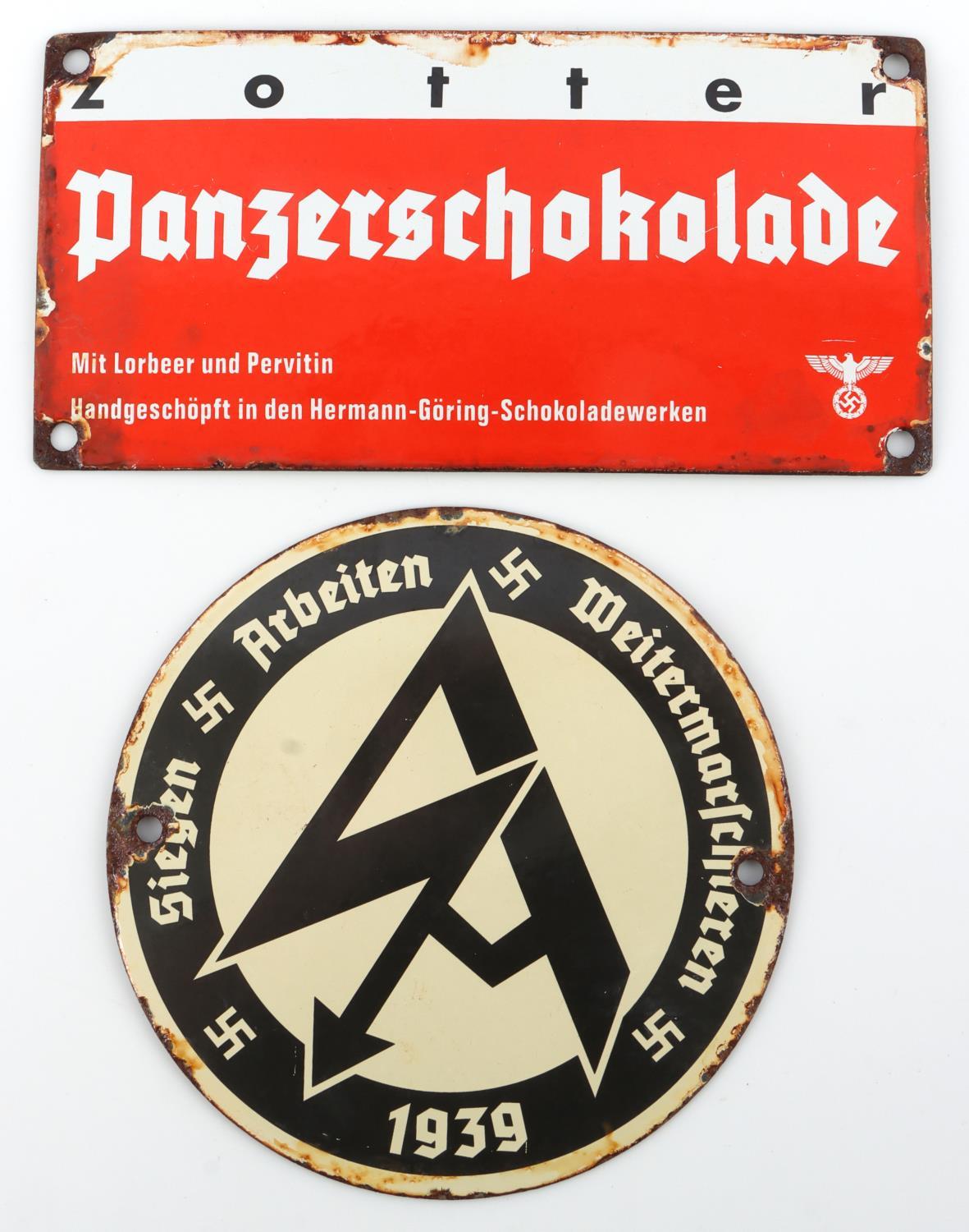 LOT OF 2 WWII GERMAN THIRD REICH ENAMELED SIGNS