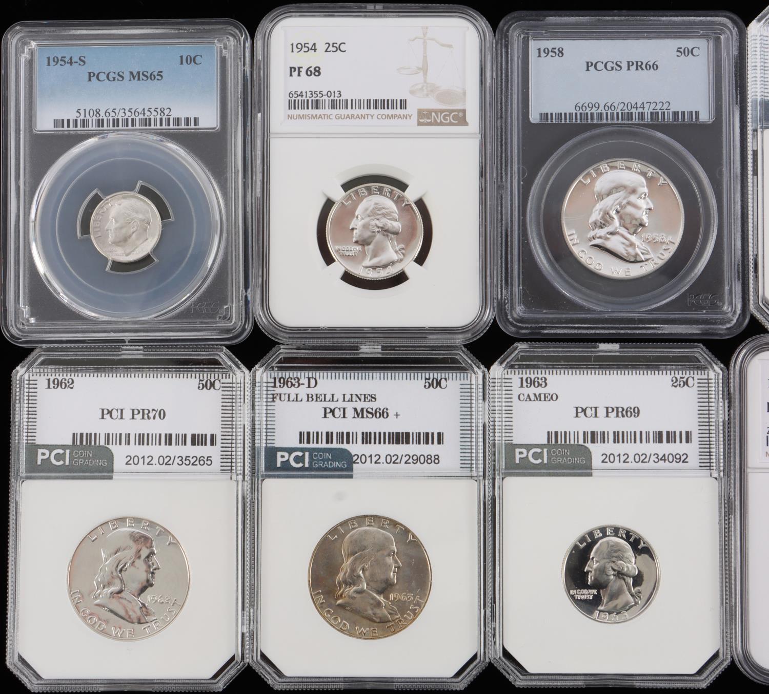 SILVER COIN COLLECTOR LOT 10C 25C 50C GRADED MS PR