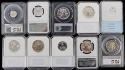 SILVER COIN COLLECTOR LOT 10C 25C 50C GRADED MS PR