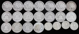 $10 FACE VALUE 90% SILVER HALF QUARTER COIN LOT