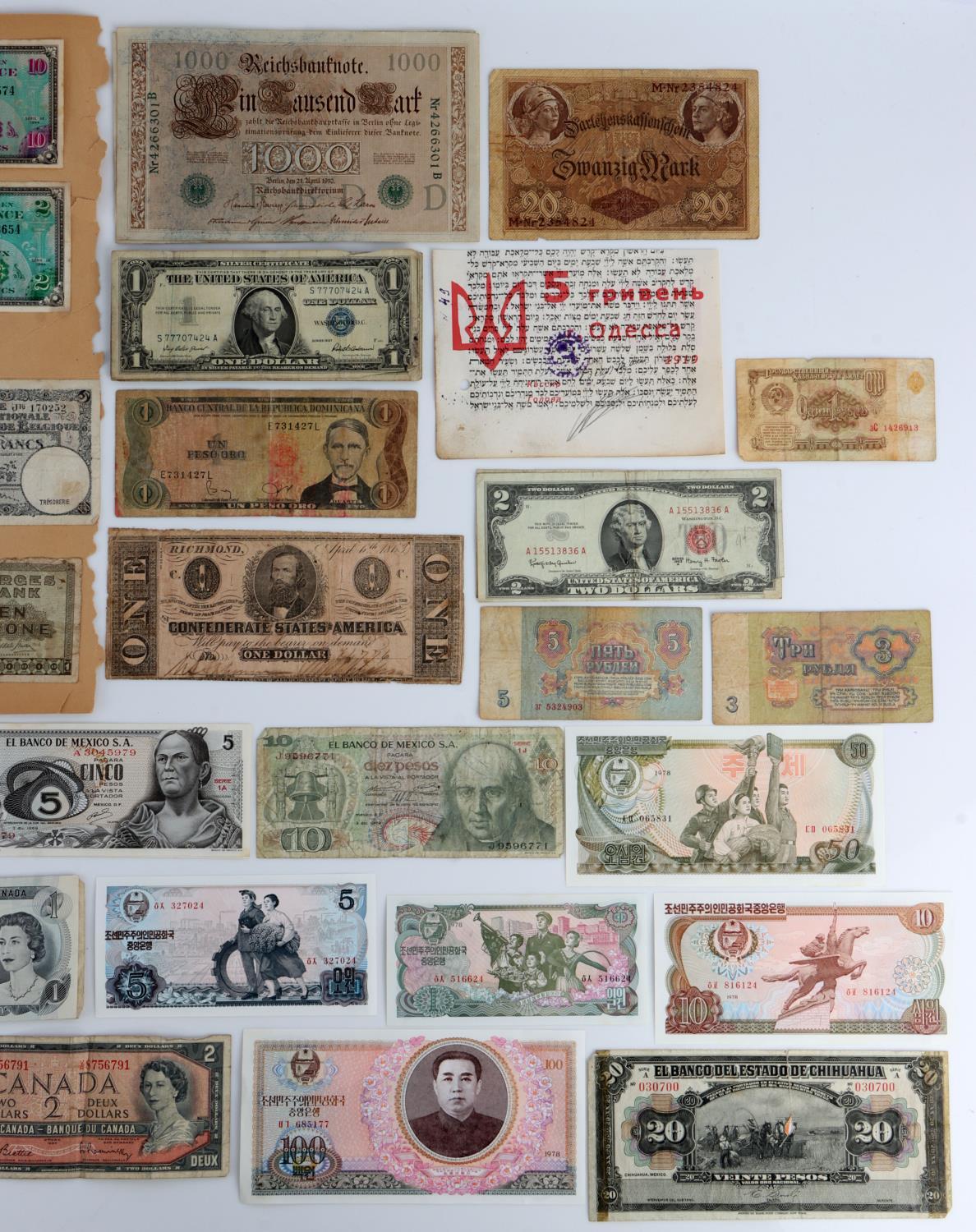 100 PIECES OF WORLD U.S. CSA  BANKNOTE LOT