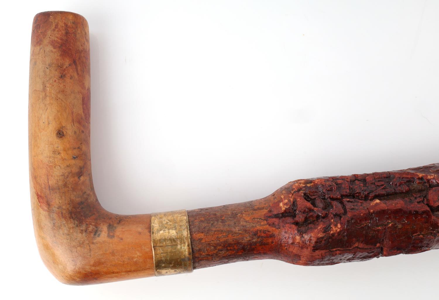 ANTIQUE BURL WOOD SHAFT CANE WALKING STICK