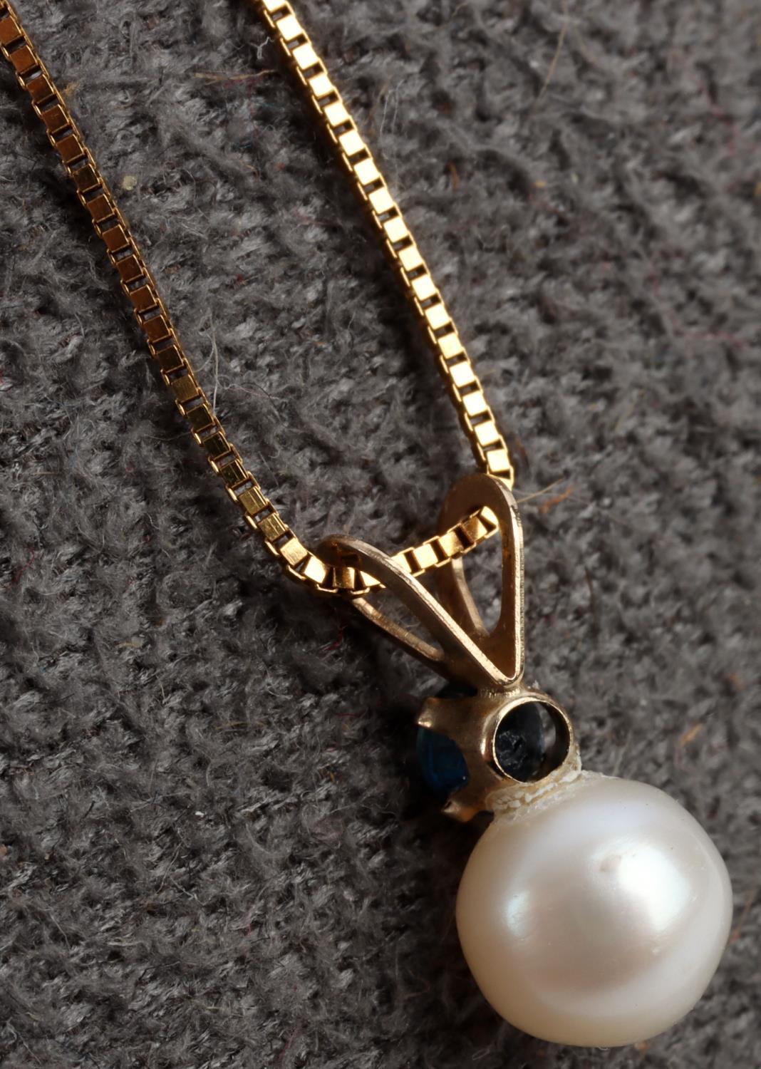 10K YELLOW GOLD PEARL SAPPHIRE NECKLACE