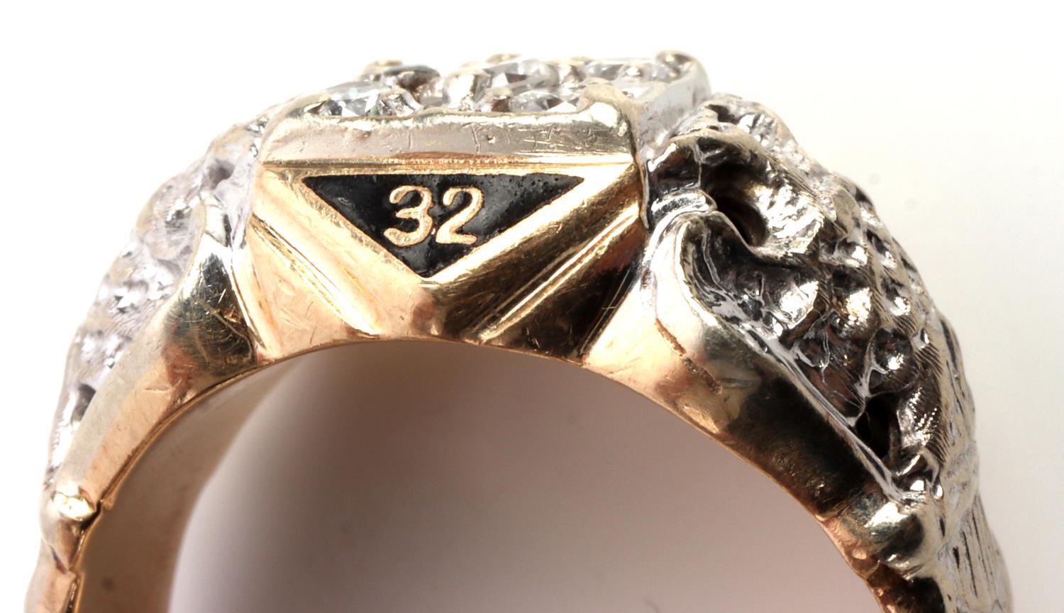 32ND DEGREE MASONIC 14KT GOLD AND DIAMOND RING