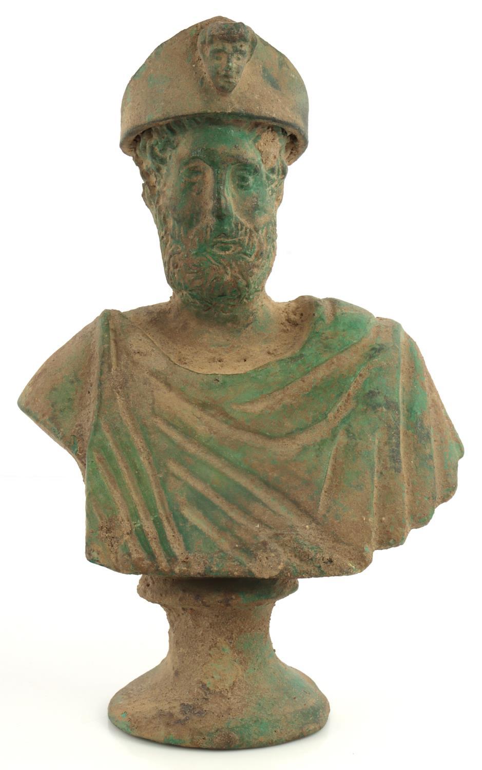 BRONZE BUST REPLICA OF MARCUS AURELIUS W/ CROWN