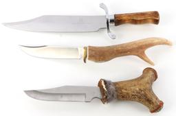 CARVEL HALL BOWIE KNIFE ANTLER KNIFE LOT OF 3