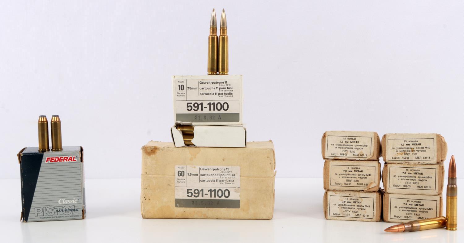 80 ROUNDS 7.5MM 90 ROUNDS 7.9MM  44 AMMUNITION