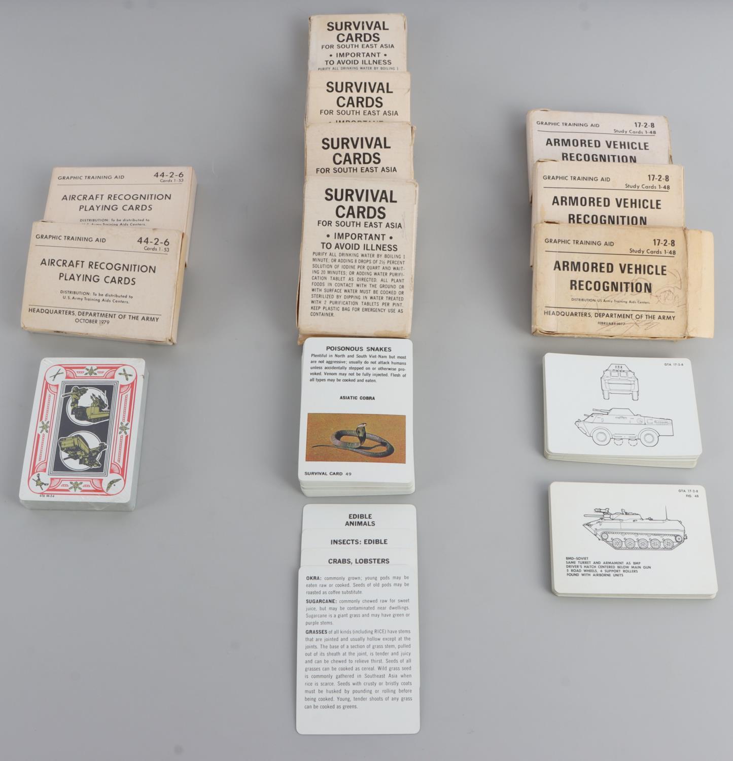 MILITARY ID & PLAYING CARD LOT OF 14