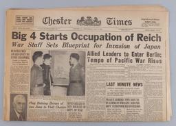 LOT OF 8 ORIGINAL WWII & WWI NEWSPAPERS