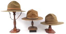 WWI & WWII US ARMY CAMPAIGN HATS W/ CORDS