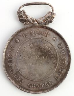 19TH CENT FRENCH FIRE INSURANCE SILVER MEDAL AIGLE