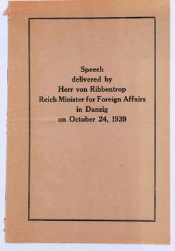 SPEECH BY ADOLF HITLER DELIVERED TO REICHSTAG 1939