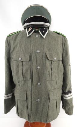 WWII GERMAN REICH WAFFEN SS OFFICER TUNIC & VISOR