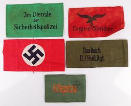 WWII GERMAN REICH NSDAP SIPO SS & CONDOR ARMBANDS