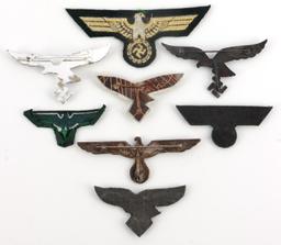 8 WWII GERMAN REICH HEER & LUFTWAFFE EAGLE BADGES